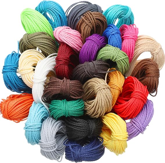 Boao 30 Colors 1mm Waxed Polyester Cord for Bracelet Jewelry Making