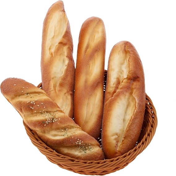 Gresorth 4 Pcs Realistic Artificial Bread Decor Fake Plastic Loaf Dessert