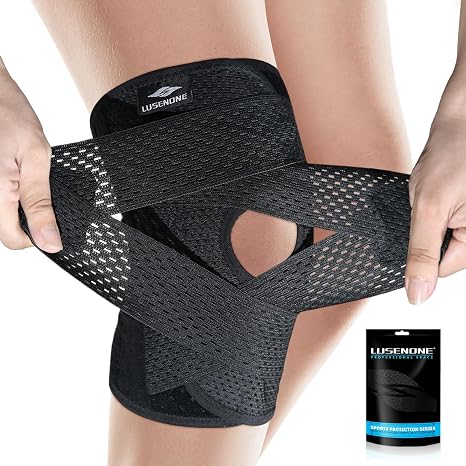 Knee Support with Side Stabilizers, Adjustable Knee Brace for Men/Women, Compression knee Brace Support for ligament damage,arthritis,meniscus tear,