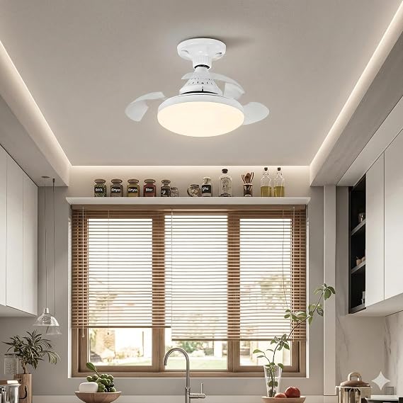 Dolunay Fan LED Ampul - Rozanslı Tavan Montajı Gerekir - 72W 7850 Lümen 3 Renk Işık (Beyaz, Gün Işığı, Natural) Uzaktan Kumandalı, Dimlenebilir Cata Hayalet Pervaneli Tavan Vantilatörü ve Aydınlatma [Enerji Sınıfı F]