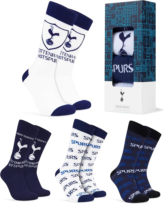 Tottenham Hotspur FC Socks for Men, 4 Pack Breathable Socks - Spurs Gifts for Men