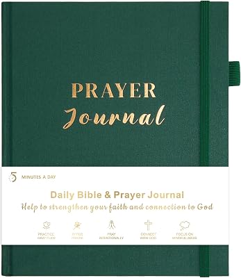 Daily Prayer Journal for Woman, Bible Study Notebook for Note Taking, Guide Devotional Journal, Christian Planner Gifts for Women & Men 7.5 x 9,120 Days-Dark Green