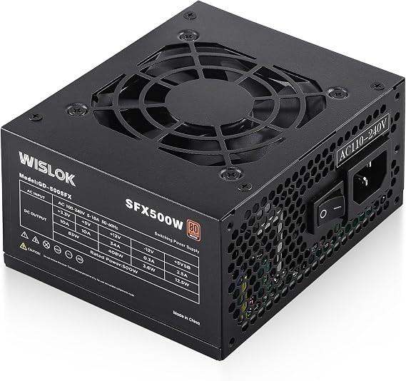 SFX Power Supply 500W PSU Non-Modular Design SFX Form Factor is Suitable for Mini-ITX/SFF/MATX PC Games and Home Theater Compatible with RTX 3060/4060