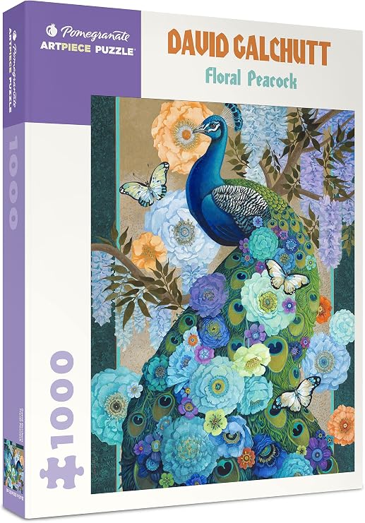 Pomegranate 1000-Piece Puzzle for Adults, Floral Peacock by D. Galchutt