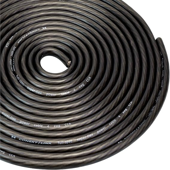 20 ft 4 GA Gauge AWG Car Amplifier Battery Power Cable Ground Wire CCA Frost Black (10843)