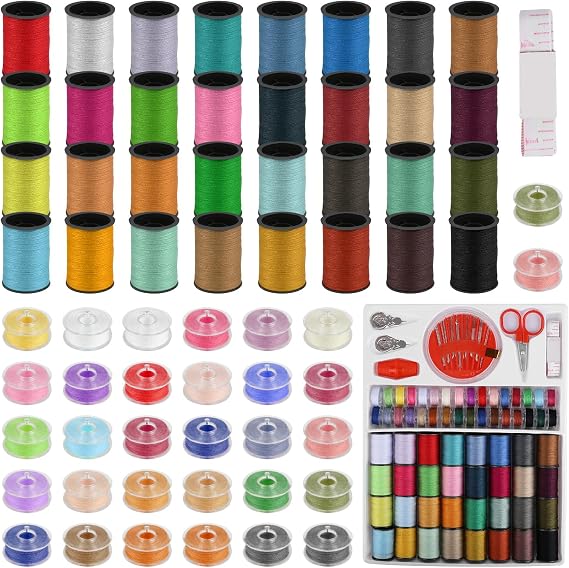 Unvtap Sewing Thread Set 64 Pieces Sewing Thread Set for Sewing Machine Sewing Thread for Sewing Machine Wewing Thread Sewing Machine Thread Set Mixed Colours Thread Sewing Machine with Accessories for Hand and Sewing Machine