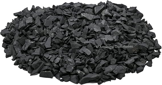 Raw Shungite Stones for Water - 1lb Shungite Carbon Water Filter - Water Purification Rock - Healing Stones for Home Garden Decor Vases Plants Succulents Cactus Jewelry & Art Project