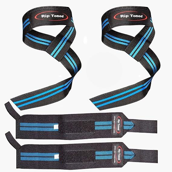 Rip Toned Wrist Wraps & Lifting Straps Bundle for Weightlifting Padded Straps for Bench, Deadlifts, Rows & Pull-Ups, Men & Women