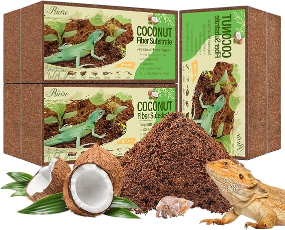 Riare Coconut Fibre Substrate 6 Pack, Compressed Coco Husk Reptile Bedding