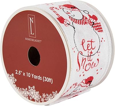 Northlight Snowman Let It Snow Wired Craft Christmas Ribbon 2.5 x 10 Yards