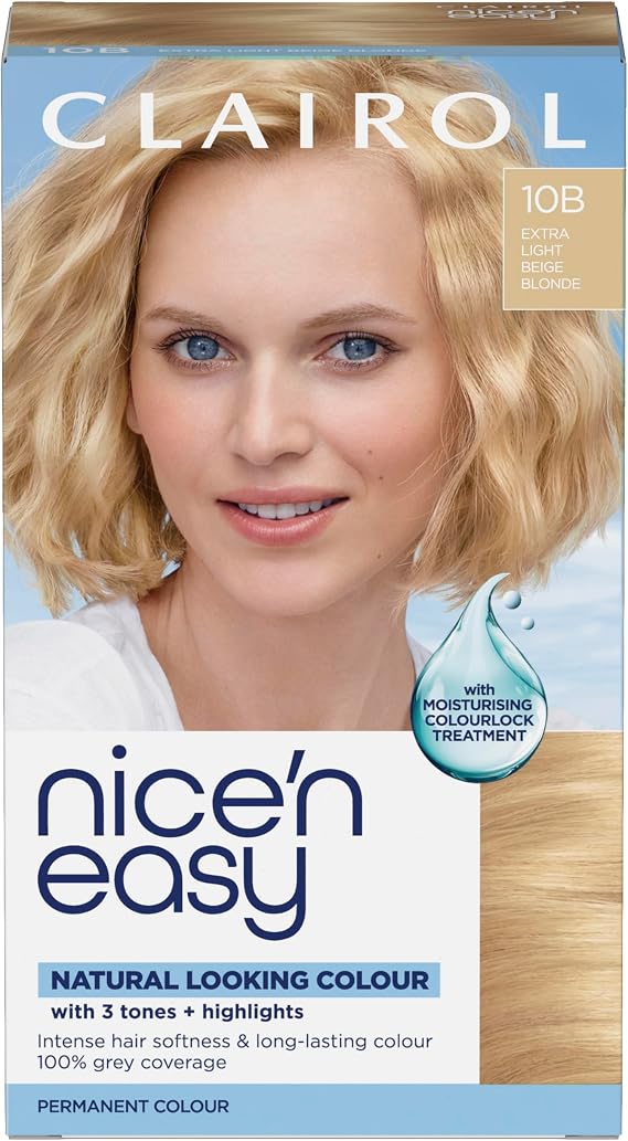 Clairol Nice'n Easy Crème, Natural Looking Oil Infused Permanent Hair Dye, 10B Extra Light Beige Blonde