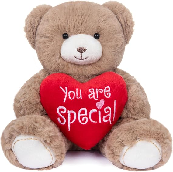My OLi Teddy Bear Stuffed Animal 18cm Soft Brown Bear with Red Heart