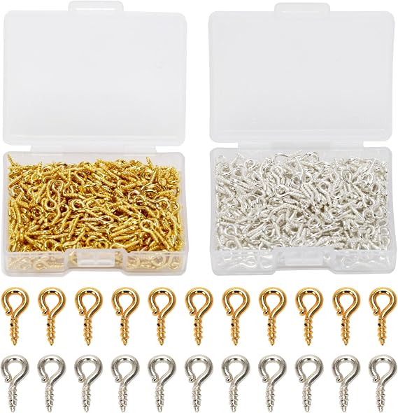 Coolrunner 600pcs Small Screw Eye Pins, 10mm x 4.5mm Eye pins Hooks