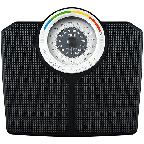 TIPRE Analog Scale for Body Weight, Mechanical Bathroom Scale, Analog Scale for Body Weight, 150kg/330lb, Dial Scale with Wider and Thicker Anti-Slip Platform, Simple Calibration, No Required Battery
