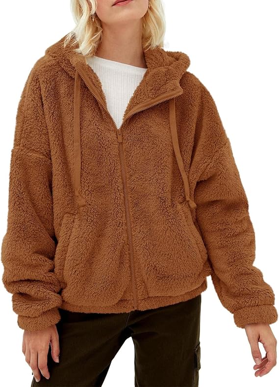 GAMISOTE Womens Fuzzy Sherpa Fleece Jacket Zip Up Oversized Winter Warm Sweatshirt Hoodies 2025