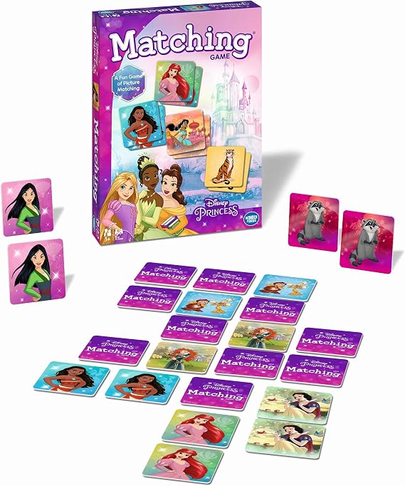 Wonder Forge Disney Princess Matching Game - Fun Memory Game for Kids Ages 3 and Up - Toddler Learning Toy Featuring Belle, Ariel, and Elsa and More Disney Princesses - Packaging May Vary