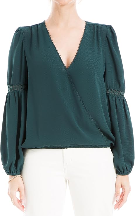 Max Studio Women's Satin Bubble Sleeve Blouse