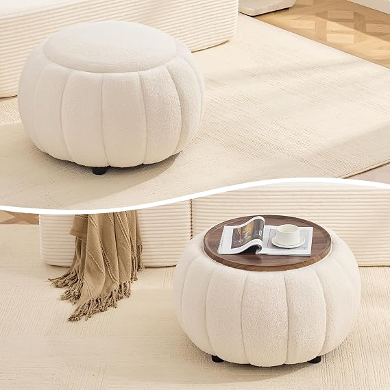 30 Inch Round Storage Ottoman Coffee Table for Living Room, Bedroom