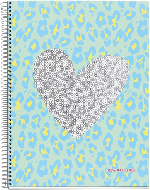 Agatha Ruiz De La Prada 48070 Notebook 4 Cardboard Leather Sequins (DIN A4, 210 x 297 mm, 120 Sheets, 70 g/m2, Hatching)