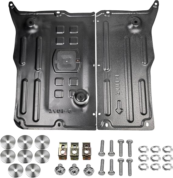 Split Design Manganese Steel Front Skid Plate with Electrophoretic Coating Compatible with Tesla Model 3 2017-2025 Model Y 2020-2025 Under Engine Guard Cover Splash Shield Cover Chassis Guard Plates