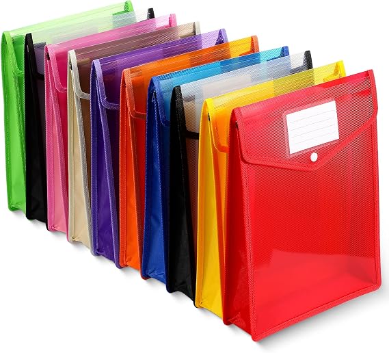 10 Pieces Plastic Expanding File Folders,Assorted Color,Vertical