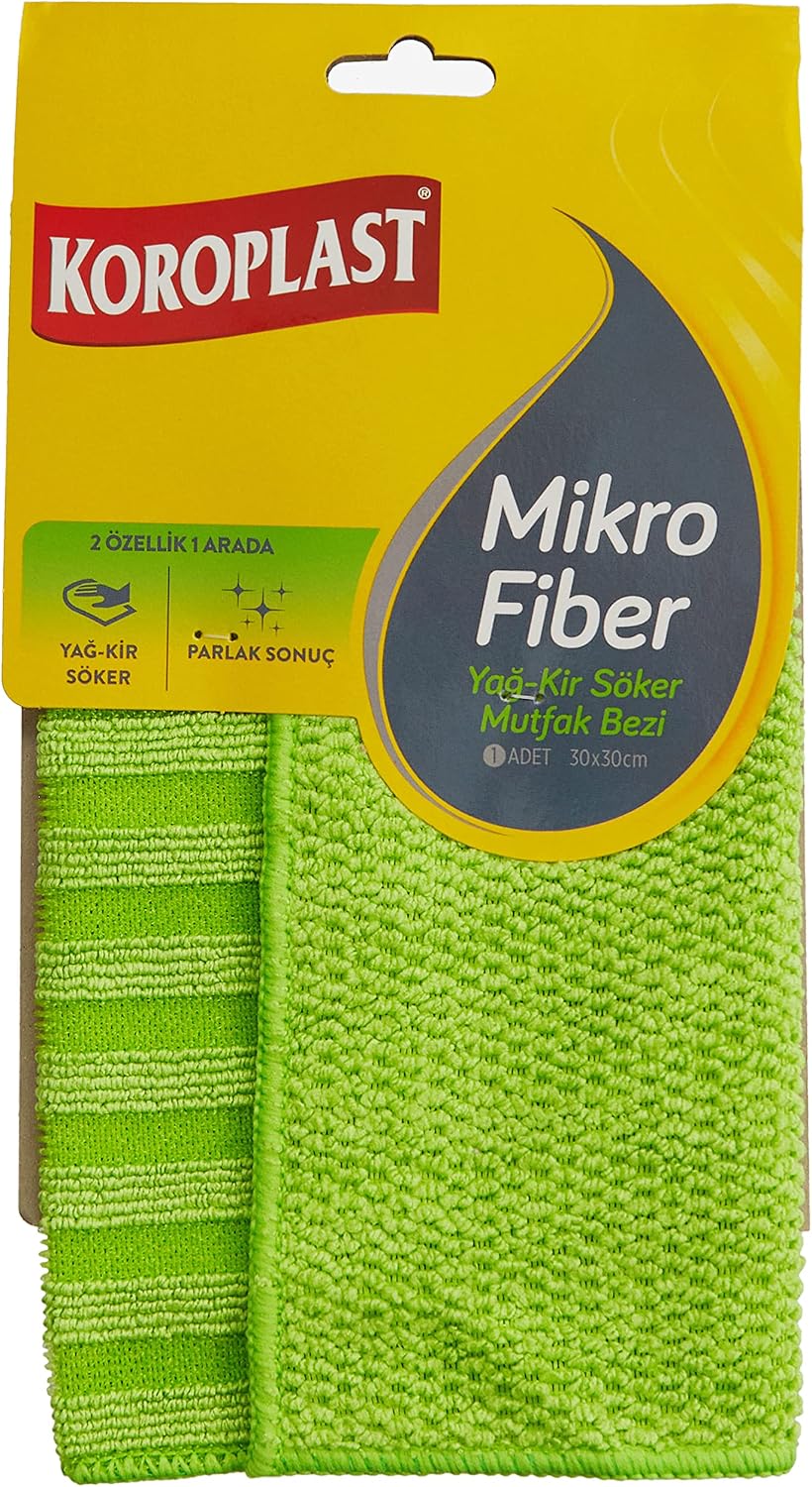Koroplast Microfiber Oil & Dirt Remover Kitchen Cloth Single, Double Sided Quick Dry Microfiber Kitchen Cleaning Cloth 30x30 cm, Oil and Dirt Remover Design for Household, Stove and Oven Without Leaving Feather and Scratch