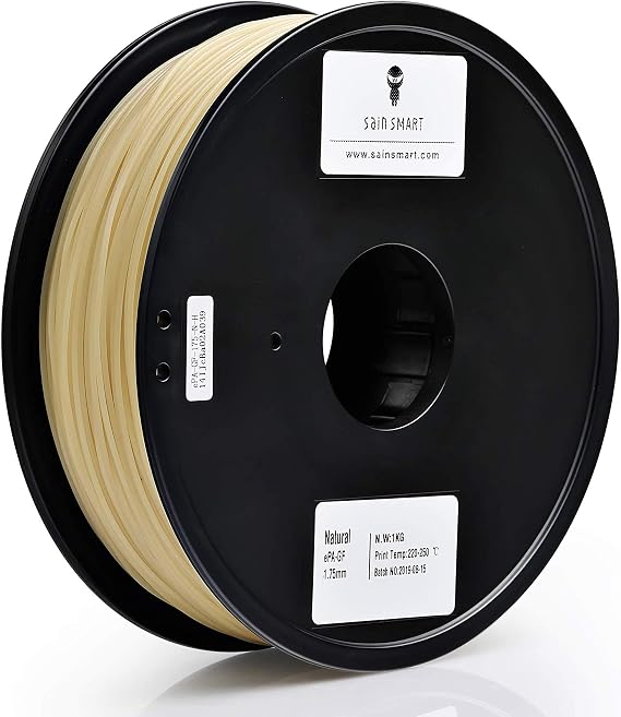 SainSmart 1.75mm Nylon Filament, ePA-GF Glass Fiber Filled Nylon Filament, 1.75 3D Printing Filament, 1KG/2.2LBS, Natural Clear Color