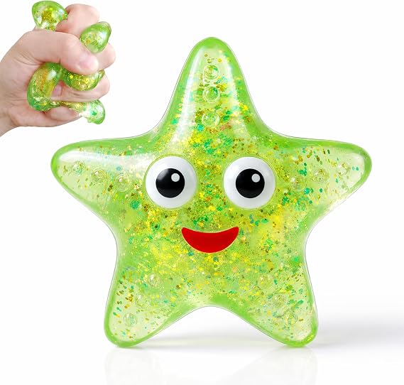 1Pcs Green Starfish Squishy Stress Balls for Adults, Sea Animal Squishies