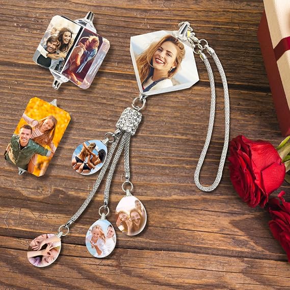 Personalized Photo Crystal Pendant for Car Home Hanging Ornaments Custom Picture Crystal Car Rearview Mirror Hanging Accessories Decor - Cube