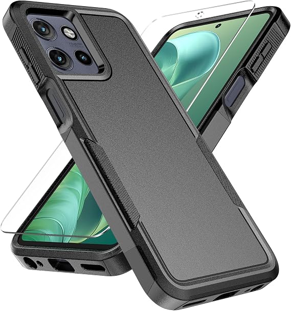 for Motorola Moto G 5G 2026 Case with Tempered Glass Screen Protector Black
