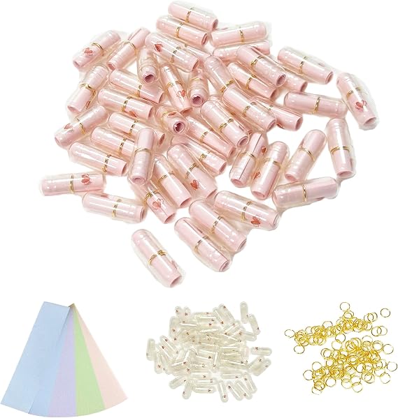 50PCS/100PCS Morandi Color Wish Letter Paper Capsule with Tiny, Message Capsules Note Love Note Capsules Romantic Notes Birthday for Girlfriend Boyfriend Valentine for Lover Family and Friends Gift (Love Capules-Pink, 100PCS)