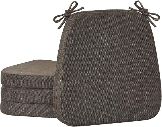 Kitchen Chair Pads, Dark Brown, 17"x16", Set of 4