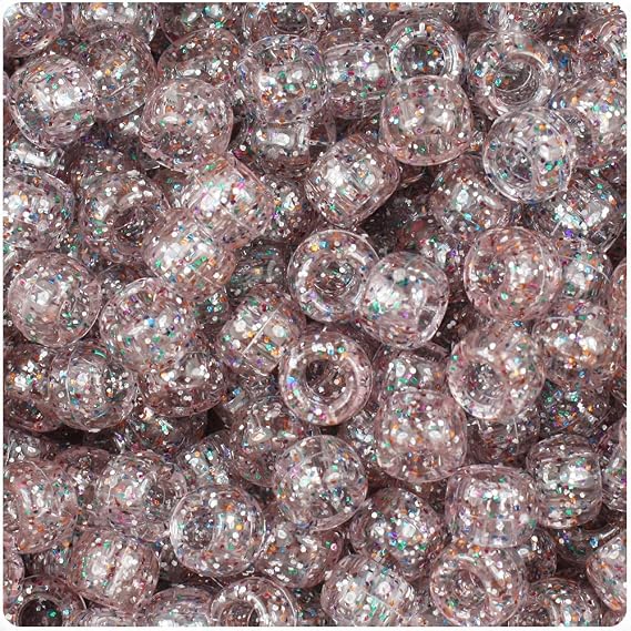 BeadTin Crystal Rainbow Sparkle 9mm Barrel Pony Beads (500pcs)