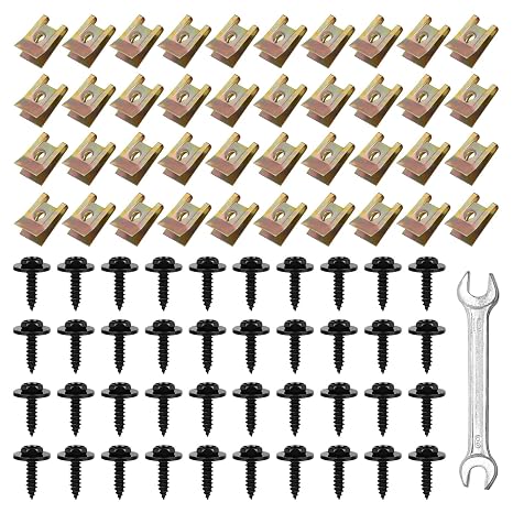 Pack of 80 Car Screw Nut Clip Kit Car Tapping Screws Mudguards Sheet Metal Nut Screw Nut Clip Kit for Wheel Arch Cover Mudguard Plate