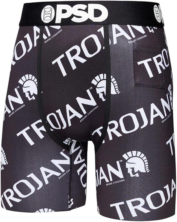 PSD Men's Trojan Logo Hp Boxer Briefs, Black, XXL