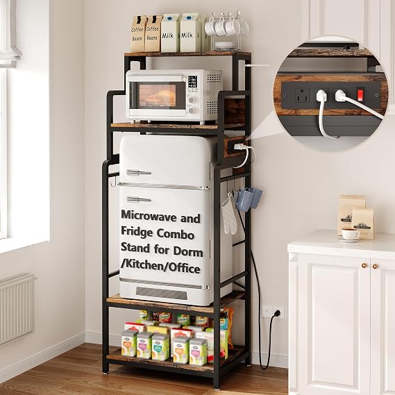 MAJALiS Mini Fridge Microwave Combo Stand Cabinet Shelf with Storage Space