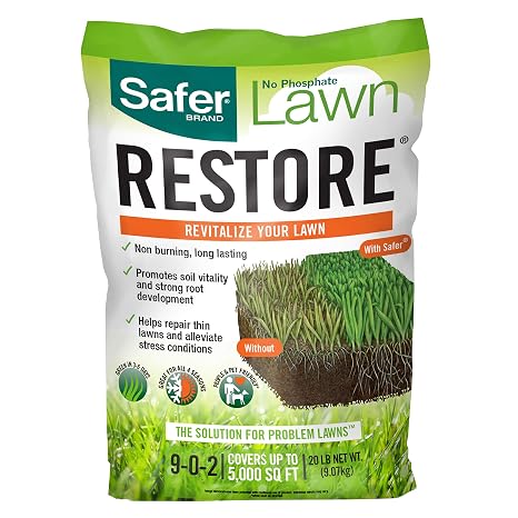 Safer Brand Lawn Restore Natural Lawn Fertilizer - 9335SR - Non-Burning Fertilizer - 9-0-2 NPK - Use for Healthy Grass - Covers up to 5,000 Sq Ft