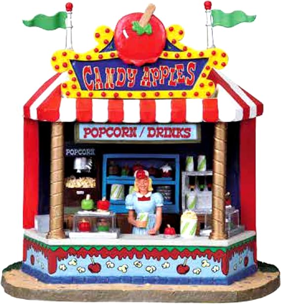 Lemax 83677 Candy Apple Stand Table Accent Carnival Christmas Village Retired