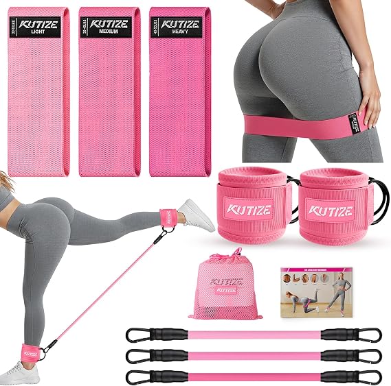 KUTIZE Resistance Band Set, Fabric Booty Bands & Leg Weights for Women at Home Workout Equipment for Pilates, Yoga, Butt, Hip, Rehab fitness, Home Gym Heavy Exercise Bands gifts for fitness lovers