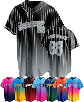 Personalized Gradient Baseball Jersey Custom Name, Number & Logo Customized Baseball Shirts for Adults, Youth, Men, Women