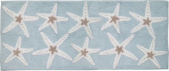 Avanti Linens - Bath Mat, Cotton Bath Rug, Seashell Inspired Bathroom Decor, Guest Bathroom Essentials (Sequin Shells Collection, 24" x 60")
