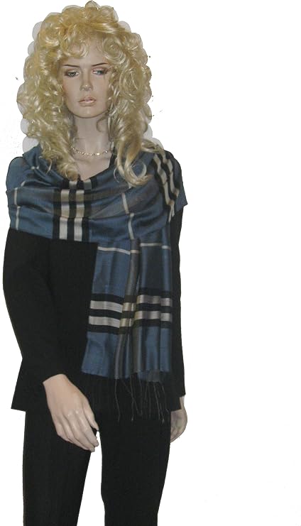 Cashmere Pashmina Group Scarf,Scarves,Shawl,Wrap,Stole in Check/Plaid (Silk and Viscose)
