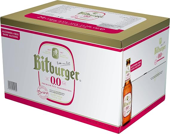 Bitburger Premium Pils Drive Alkoholfrei 0.0% | 12 x 330ml Glass Bottles | Alcohol-Free Pilsner | 330ml Glass Bottles | Crisp &amp; Refreshing | Vegan-Friendly