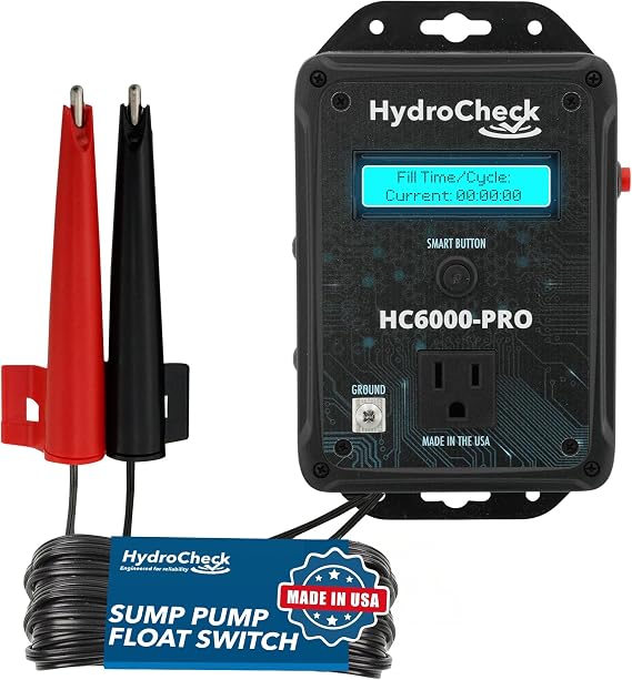 HC6000-PRO Smart Sump Pump Float Switch & Performance Monitor w/Data Tracking, LCD Screen Display Real-Time Information, Built-in Alarms,