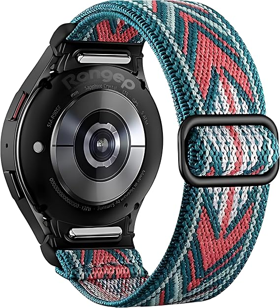 Rongep One-Click Elastic Bohemian Series 20mm Cord Compatible with Samsung Fabric Strap For Galaxy Watch 7/6/5/4/FE Series (40mm/44mm) Watch 6/4 Classic (47/43/42mm) and Watch 5 Pro 45mm Compatible