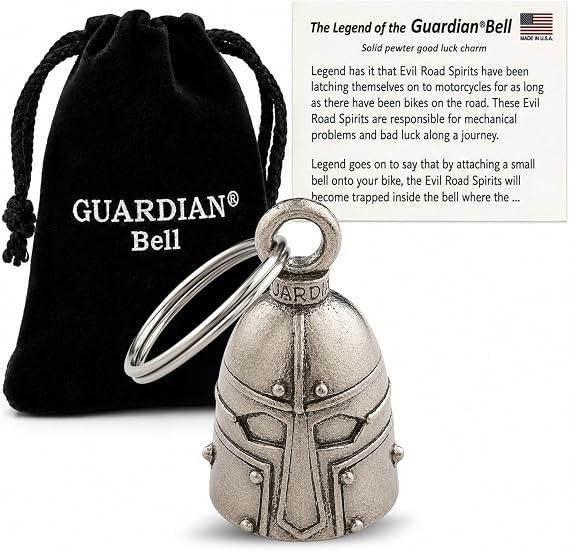 Guardian Bell Gladiator Good Luck Bell w/Keyring & Black Velvet Gift Bag | Motorcycle Bell | Lead-Free Pewter | Good Luck Gift to Friends & Family | Bike Bell | Made in USA