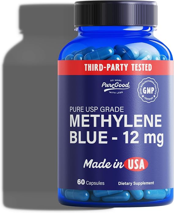 PureGood Methylene Blue Capsules (12 mg per Capsule) Third-Party Tested Vegan Capsule 60 Capsules