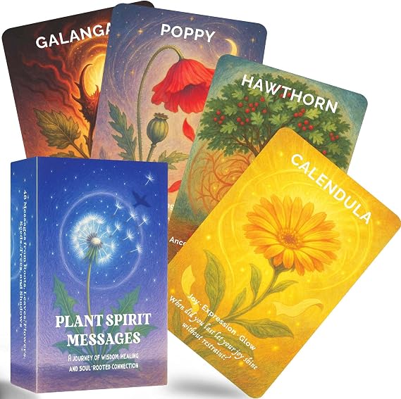 DPEHAKMK Plant Spirit Oracle Deck, Oracle Cards for Beginners, 48 Card Deck for Guidance, Healing, and Spiritual Growth, Herbal Wisdom, Nature Energy, Divination & Self-Reflection Tool