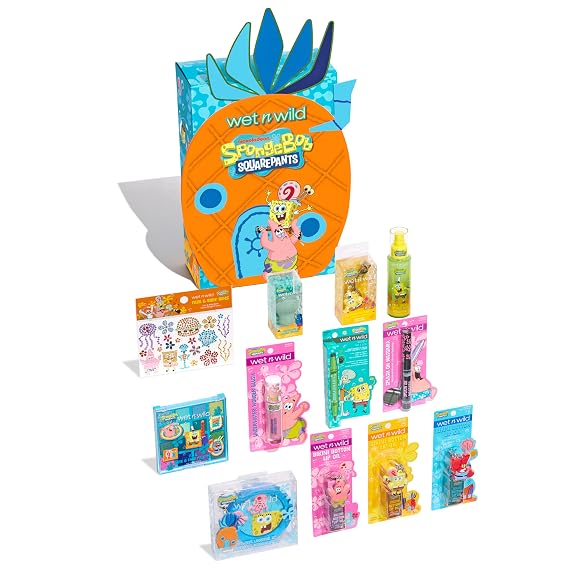 wet n wild SpongeBob SquarePants PR Box - Pineapple House 2-Layer Collectors Set with Makeup & Tools for Unique F.U.N Looks, Cruelty-Free