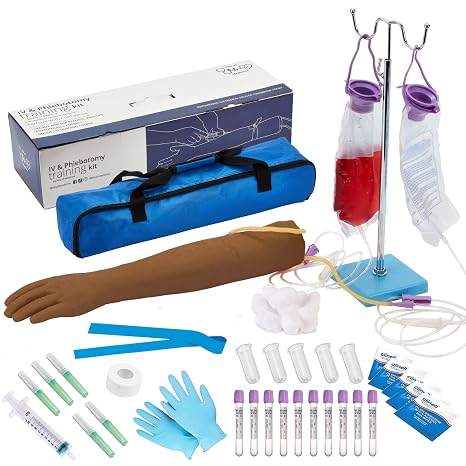 Phlebotomy Kit | IV, Venepuncture, Phlebotomy Arm Practice Kit | Phlebotomy Gifts For Medical Student and Nurse Student | Complete Phlebotomy Equipment and Supplies | EDUCATIONAL USE ONLY